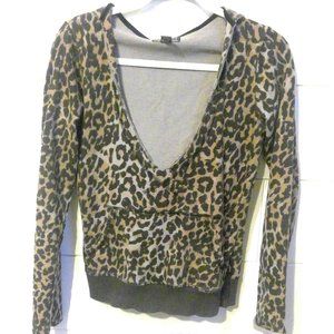 Lucky Brand Leopard Print Sweatshirt (S) 100% Cott